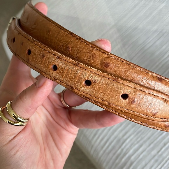 Roper Ostrich Print Top Grain Leather Western Belt Men’s 42 Brown Cowboy Buckle - Picture 9 of 9